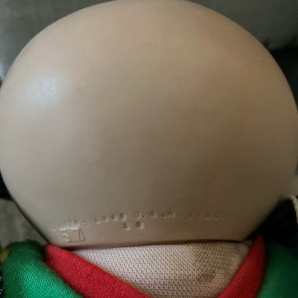 Vintage Cabbage Patch Kids Doll in Striped Engineer Outfit with Red Accents - Picture 9 of 10